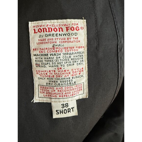 London Fog Vintage Black Mens Trench Coat with Removable Lining  Size 38 Short - Picture 15 of 15